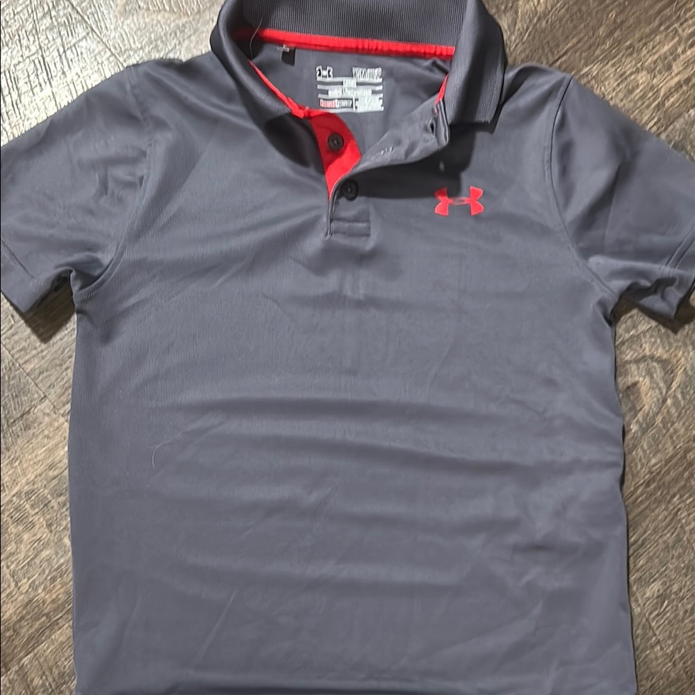 Under Armour Charcoal Polo with Crimson Details